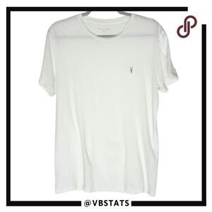 All Saints Men's Tonic Crew Neck Slim Ramskull Short Sleeve T-Shirt White Medium